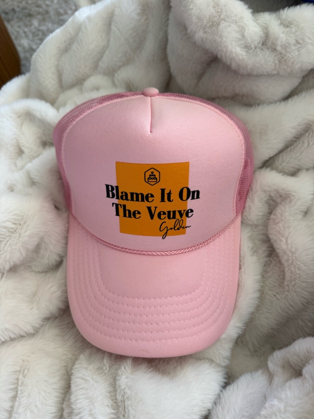 Pink 'Blame It On The Veuve' Trucker Hat NWOT